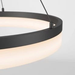 Optical Ring 30-Watt Integrated LED Black Modern Hanging Pendant Light Chandelier for Kitchen Dining Room by Artika 16 Optical Ring 30-Watt Integrated LED Black Modern Hanging Pendant Light Chandelier for Kitchen Dining Room by Artika -KINWELL shop black artika chandeliers rg25wc bl fa 1000