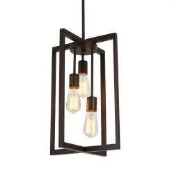 Yale 3-light Black Modern Industrial Sputnik Caged Hanging Pendant Light Island Chandelier for Kitchen Dining Room by Artika