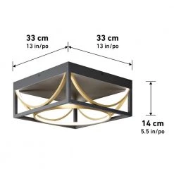 Luxury 13 in. 1-Light Black Modern Industrial LED Flush Mount Ceiling Light for Hallway by Artika -KINWELL shop black artika flush mount lights fm lu c3 1000