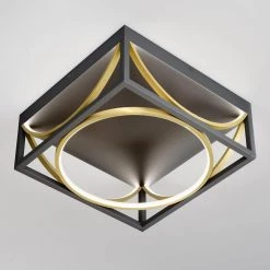 Luxury 13 in. 1-Light Black Modern Industrial LED Flush Mount Ceiling Light for Hallway by Artika -KINWELL shop black artika flush mount lights fm lu fa 1000