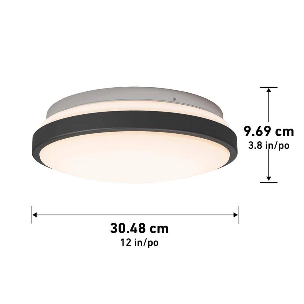 Orion 12 in. 1-Light Black Modern Integrated LED Flush Mount Ceiling Light for Bedroom by Artika 7 Orion 12 in. 1-Light Black Modern Integrated LED Flush Mount Ceiling Light for Bedroom by Artika - Image 5