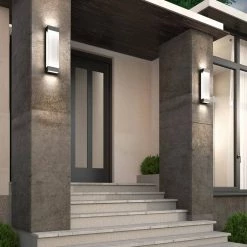 Glacier Large Black Outdoor Hardwired Integrated LED Cylinder Wall Sconce Light by Artika -KINWELL shop black artika outdoor sconces 17out gl pmb 31 1000