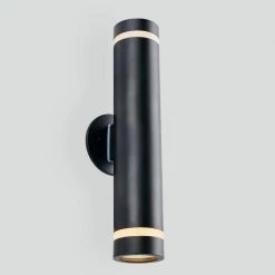 C7 Large Black Outdoor Integrated LED Hardwired Wall Cylinder Sconce Light by Artika -KINWELL shop black artika outdoor sconces 21out c7 pmb c3 1000