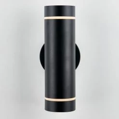 C7 Cylinder 2-Light Black Modern Outdoor Garage and Porch Light Wall Lantern Sconce by Artika -KINWELL shop black artika outdoor sconces amp101 ccabl 44 1000