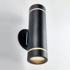 C7 Cylinder 2-Light Black Modern Outdoor Garage and Porch Light Wall Lantern Sconce by Artika -KINWELL shop black artika outdoor sconces amp101 ccabl 4f 1000