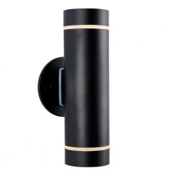 C7 Cylinder 2-Light Black Modern Outdoor Garage and Porch Light Wall Lantern Sconce by Artika