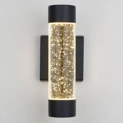 Essence Cylinder Black Modern Integrated LED Indoor/Outdoor Porch Light Wall Lantern Sconce with Bubble Glass by Artika 15 Essence Cylinder Black Modern Integrated LED Indoor/Outdoor Porch Light Wall Lantern Sconce with Bubble Glass by Artika -KINWELL shop black artika outdoor sconces amp105 hdbl 1f 1000