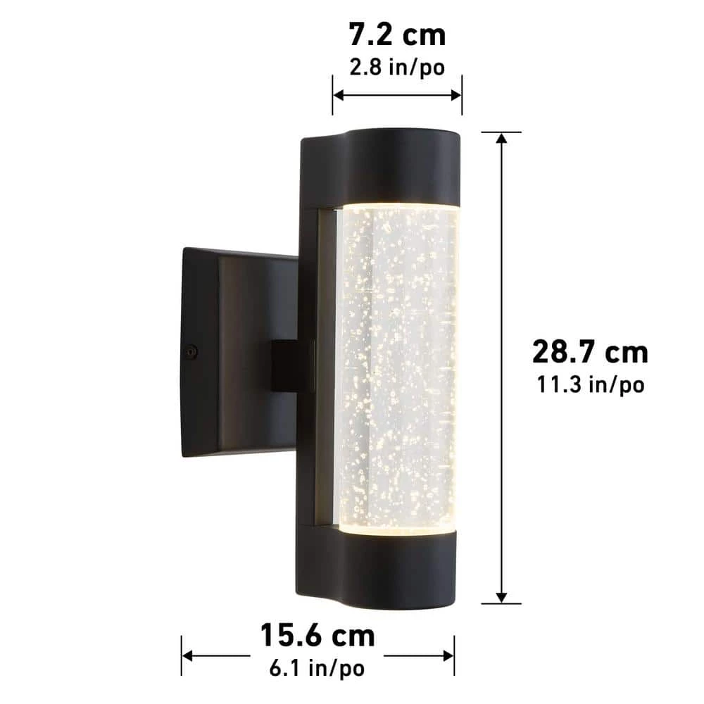 Essence Cylinder Black Modern Integrated LED Indoor/Outdoor Porch Light Wall Lantern Sconce with Bubble Glass by Artika 4 Essence Cylinder Black Modern Integrated LED Indoor/Outdoor Porch Light Wall Lantern Sconce with Bubble Glass by Artika - Image 3