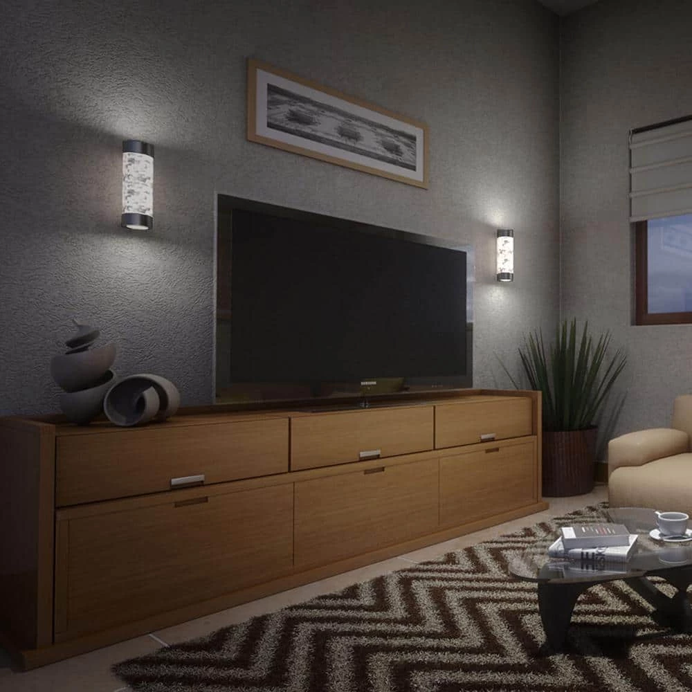 Essence Cylinder Black Modern Integrated LED Indoor/Outdoor Porch Light Wall Lantern Sconce with Bubble Glass by Artika 5 Essence Cylinder Black Modern Integrated LED Indoor/Outdoor Porch Light Wall Lantern Sconce with Bubble Glass by Artika - Image 4