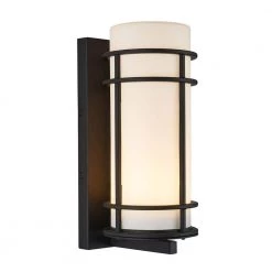 Brisbane Black Modern Integrated LED Indoor/Outdoor Garage and Porch Light Wall Lantern Sconce by Artika