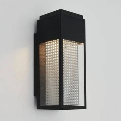 Meteor Black Modern Integrated LED Outdoor Garage and Porch Light Wall Lantern Sconce by Artika -KINWELL shop black artika outdoor sconces met bl rn 4f 1000