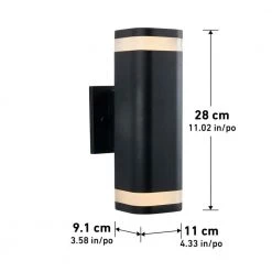 Mettle Cylinder Black Modern Integrated LED Outdoor Garage and Porch Light Wall Lantern Sconce by Artika -KINWELL shop black artika outdoor sconces nsbles c1 4f 1000