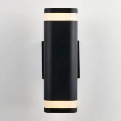 Mettle Cylinder Black Modern Integrated LED Outdoor Garage and Porch Light Wall Lantern Sconce by Artika -KINWELL shop black artika outdoor sconces nsbles c1 c3 1000