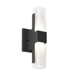Gemini 1-Light Black Hardwire LED Indoor/Outdoor Light Wall Lantern Sconce (1-Pack) by Artika