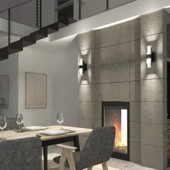 Gemini 1-Light Black Hardwire LED Indoor/Outdoor Light Wall Lantern Sconce (1-Pack) by Artika -KINWELL shop black artika outdoor sconces out gec mb d4 1000