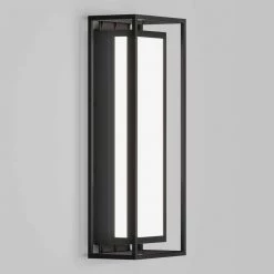 Ghost Large Black Outdoor Hardwired Integrated LED Wall Cylinder Sconce Light by Artika -KINWELL shop black artika outdoor sconces out gh mb10 fa 1000