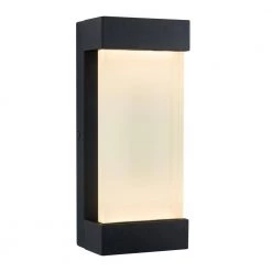 Glacier 1-Light Black Modern LED Indoor/Outdoor Garage and Porch Light Wall Lantern Sconce by Artika