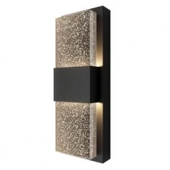 Mazza 1-Light Black Modern LED Indoor/Outdoor Garage and Porch Light Wall Lantern Sconce with Bubble Glass by Artika