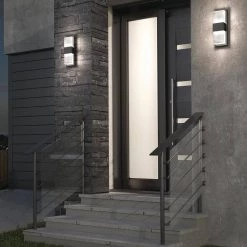 Mazza Frosted Black Outdoor Hardwired Integrated LED Wall Sconce Light by Artika -KINWELL shop black artika outdoor sconces out mf cmb 31 1000