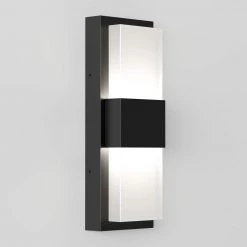 Mazza Frosted Black Outdoor Hardwired Integrated LED Wall Sconce Light by Artika -KINWELL shop black artika outdoor sconces out mf cmb fa 1000