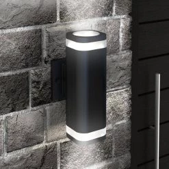 Stark Smart Programmable Dusk to Dawn 1-Light Black LED Outdoor/Indoor Wall Cylinder Light by Artika -KINWELL shop black artika outdoor sconces out stw c 1f 1000