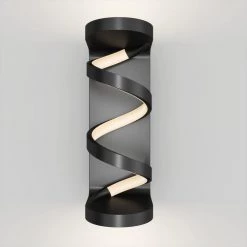 Swirl Cylinder 1-Light Black Modern LED Indoor/Outdoor Garage and Porch Light Wall Lantern Sconce by Artika -KINWELL shop black artika outdoor sconces out swr mb 1f 1000