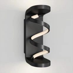 Swirl Cylinder 1-Light Black Modern LED Indoor/Outdoor Garage and Porch Light Wall Lantern Sconce by Artika -KINWELL shop black artika outdoor sconces out swr mb 44 1000