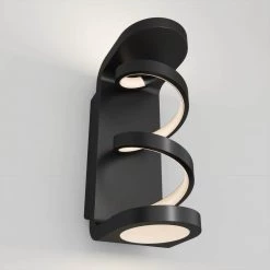 Swirl Cylinder 1-Light Black Modern LED Indoor/Outdoor Garage and Porch Light Wall Lantern Sconce by Artika -KINWELL shop black artika outdoor sconces out swr mb fa 1000