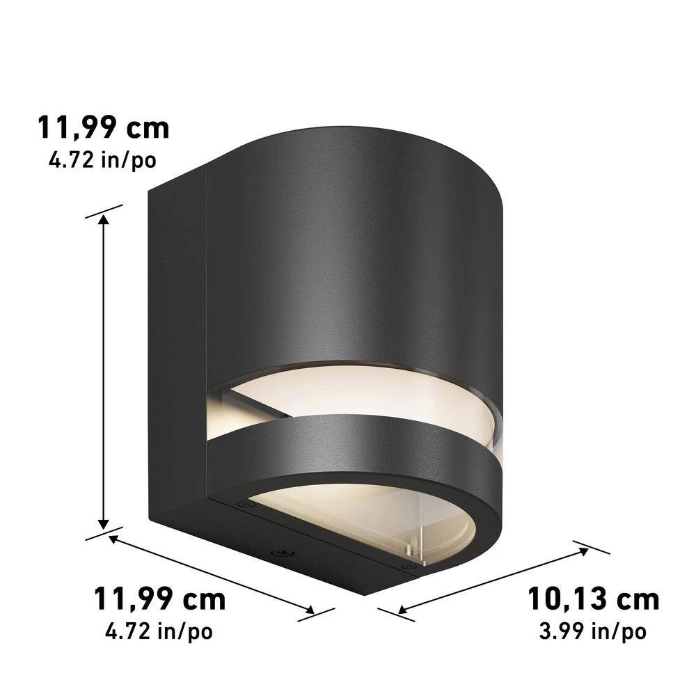 Valor Round Black Indoor/Outdoor Hardwired Integrated LED Wall Cylinder Sconce Light by Artika 6 Valor Round Black Indoor/Outdoor Hardwired Integrated LED Wall Cylinder Sconce Light by Artika - Image 4