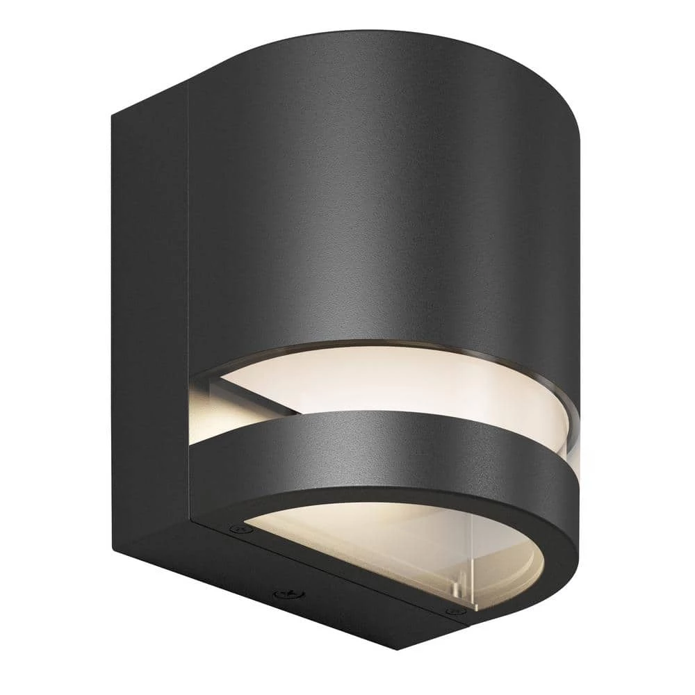 Valor Round Black Indoor/Outdoor Hardwired Integrated LED Wall Cylinder Sconce Light by Artika 3 Valor Round Black Indoor/Outdoor Hardwired Integrated LED Wall Cylinder Sconce Light by Artika
