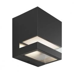 Valor Square Black Indoor/Outdoor Hardwired Integrated LED Wall Cylinder Sconce Light by Artika