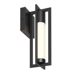 Walt 1-Light Black Integrated LED Outdoor Hardwired Wall Cylinder Sconce Light by Artika