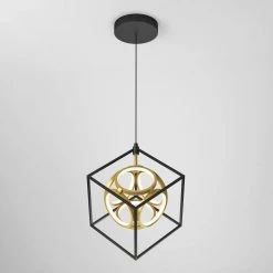 Luxury 18-Watt Integrated LED Black Modern Industrial Caged Hanging Mini Pendant Light for Kitchen Island by Artika -KINWELL shop black artika pendant lights pdt ml 44 1000