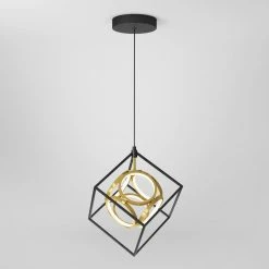Luxury 18-Watt Integrated LED Black Modern Industrial Caged Hanging Mini Pendant Light for Kitchen Island by Artika -KINWELL shop black artika pendant lights pdt ml 76 1000