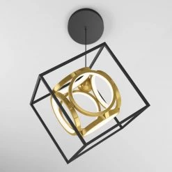 Luxury 18-Watt Integrated LED Black Modern Industrial Caged Hanging Mini Pendant Light for Kitchen Island by Artika -KINWELL shop black artika pendant lights pdt ml c3 1000