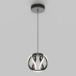 Vivaldi 16-Watt Integrated LED Black Modern Hanging Mini Pendant Light for Kitchen Island by Artika -KINWELL shop black artika pendant lights pdt1 vic hd2bl 4f 1000