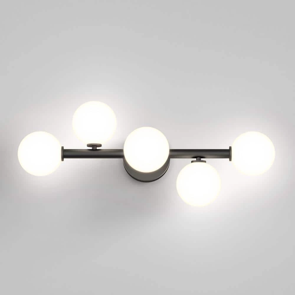 Bloom 27 in. 5-Light Black LED Modern Bath Vanity Light Bar for Bathroom with Frosted Glass Shades by Artika 8 Bloom 27 in. 5-Light Black LED Modern Bath Vanity Light Bar for Bathroom with Frosted Glass Shades by Artika - Image 6