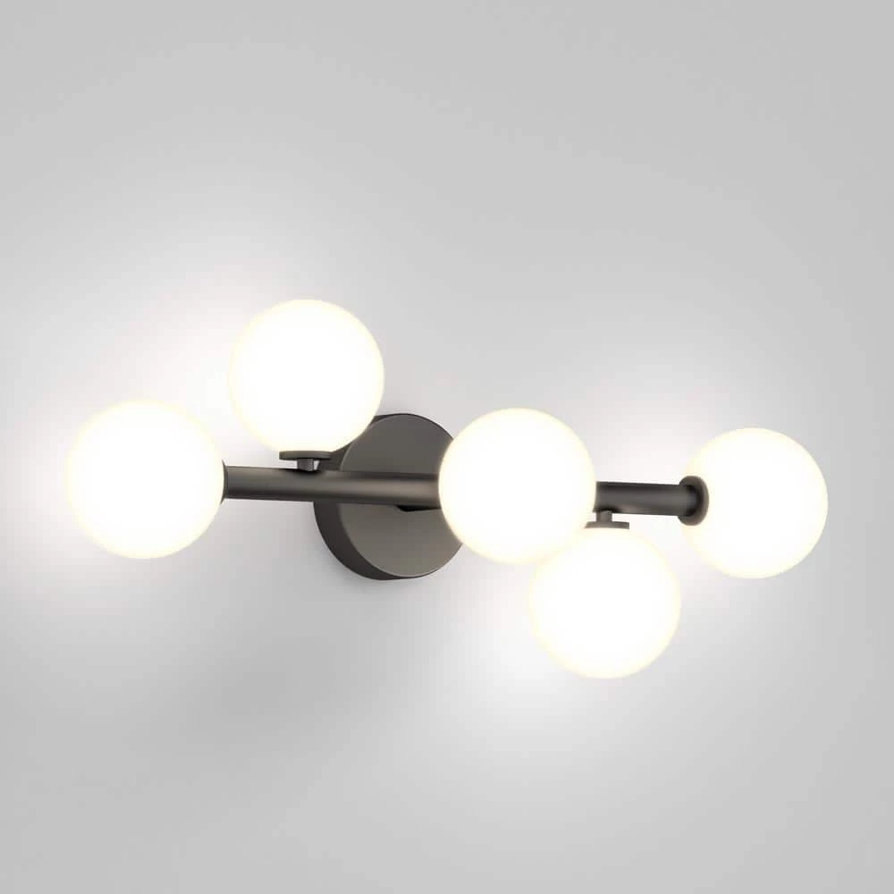 Bloom 27 in. 5-Light Black LED Modern Bath Vanity Light Bar for Bathroom with Frosted Glass Shades by Artika 6 Bloom 27 in. 5-Light Black LED Modern Bath Vanity Light Bar for Bathroom with Frosted Glass Shades by Artika - Image 4