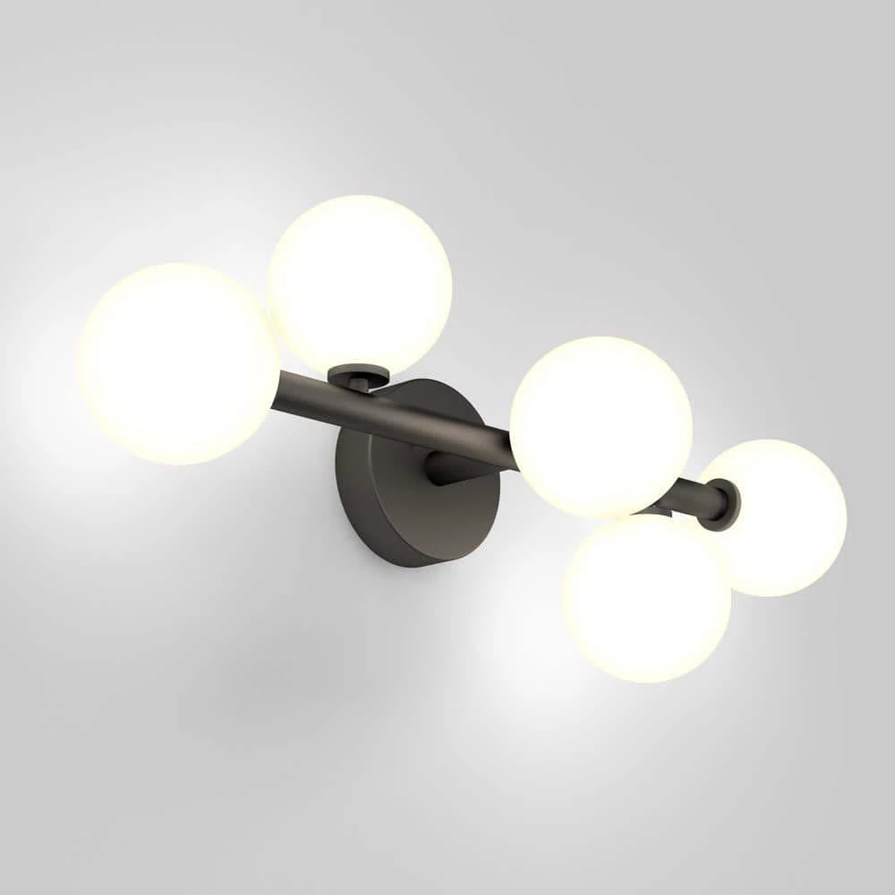 Bloom 27 in. 5-Light Black LED Modern Bath Vanity Light Bar for Bathroom with Frosted Glass Shades by Artika 9 Bloom 27 in. 5-Light Black LED Modern Bath Vanity Light Bar for Bathroom with Frosted Glass Shades by Artika - Image 7