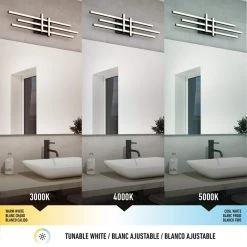 Grid 27 in. 1-Light Black LED Modern Bath Vanity Light Bar for Bathroom by Artika -KINWELL shop black artika vanity lighting van grc hd2bl 4f 1000