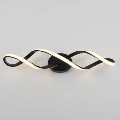 Swirl 27 in. 1-Light Black LED Modern Bath Vanity Light Bar for Bathroom by Artika -KINWELL shop black artika vanity lighting van swr bl 4f 1000