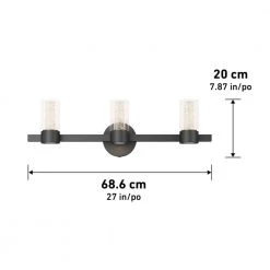 Essence 27 in. 3-Light Black LED Modern Bath Vanity Light Bar for Bathroom by Artika -KINWELL shop black artika vanity lighting van3no hd2bl c3 1000