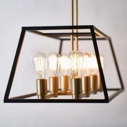 Carter 8-Light Black Geometric Industrial Caged Island Chandelier for Kitchen Dining Room by Artika -KINWELL shop black gold artika chandeliers car36 on 1f 1000
