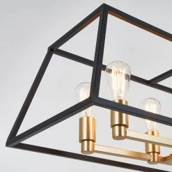 Carter 8-Light Black Geometric Industrial Caged Island Chandelier for Kitchen Dining Room by Artika -KINWELL shop black gold artika chandeliers car36 on fa 1000