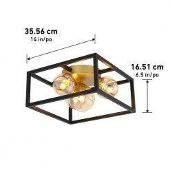 Griffintown 14 in. 4-Light Black & Gold Modern Industrial Farmhouse Flush Mount Ceiling Light for Hallway by Artika -KINWELL shop black gold artika flush mount lights fm gt 40 1000