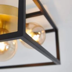 Griffintown 14 in. 4-Light Black & Gold Modern Industrial Farmhouse Flush Mount Ceiling Light for Hallway by Artika -KINWELL shop black gold artika flush mount lights fm gt 44 1000