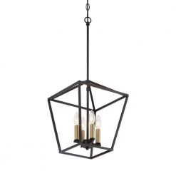 4-Light Black Candle Style Geometric Pendant by Jushua