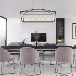 6-Light Black and Gold Candle Style Linear Pendant by Jushua 9 6-Light Black and Gold Candle Style Linear Pendant by Jushua -KINWELL shop black jushua chandeliers acr 12036bk bd 4f 1000