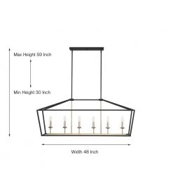 6-Light Black and Gold Candle Style Linear Pendant by Jushua 8 6-Light Black and Gold Candle Style Linear Pendant by Jushua -KINWELL shop black jushua chandeliers acr 12036bk bd c3 1000