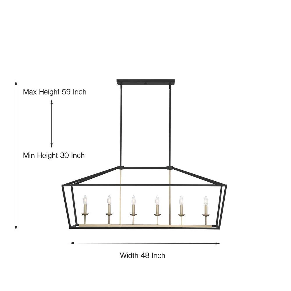 6-Light Black and Gold Candle Style Linear Pendant by Jushua 5 6-Light Black and Gold Candle Style Linear Pendant by Jushua - Image 3